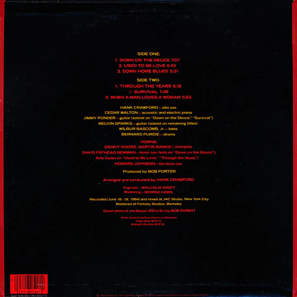 Hank Crawford – Down On The Deuce (E/E) – LP, US 1984 - Image 2