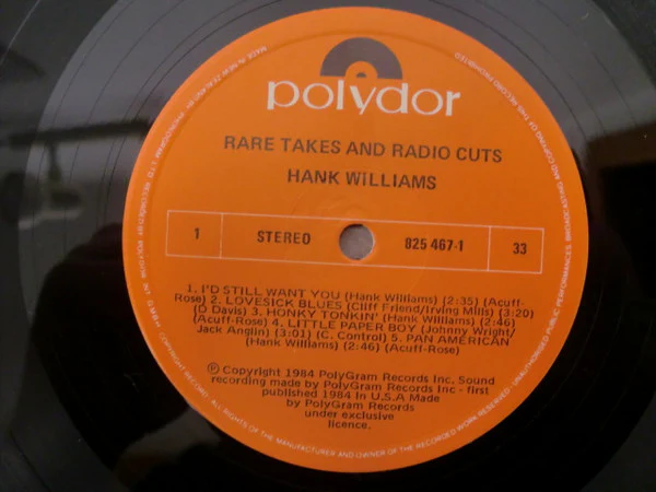 Hank Williams – Rare Takes & Radio Cuts (VG+/VG+) – LP, NZ 1984 - Image 3