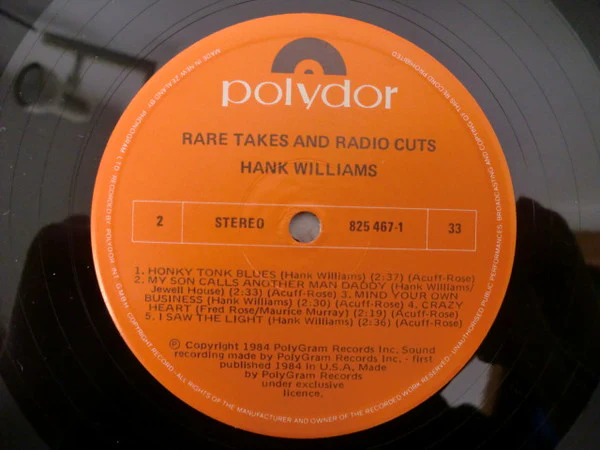 Hank Williams – Rare Takes & Radio Cuts (VG+/VG+) – LP, NZ 1984 - Image 4