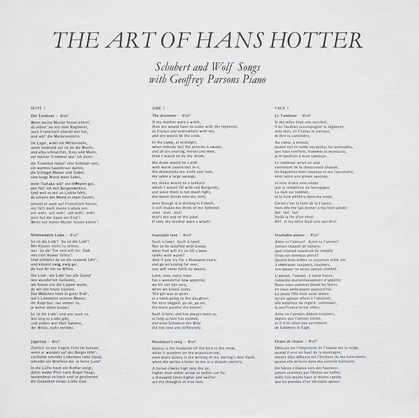 Hans Hotter, Geoffrey Parsons – The Art Of Hans Hotter (VG/VG+) – LP, UK 1974 - Image 5