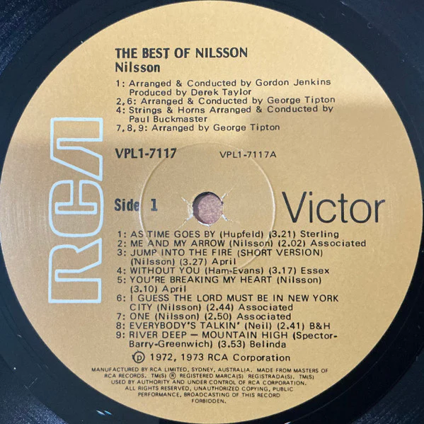 Harry Nilsson – The Best Of Nilsson (VG/VG+) – LP, AU 1977 - Image 3