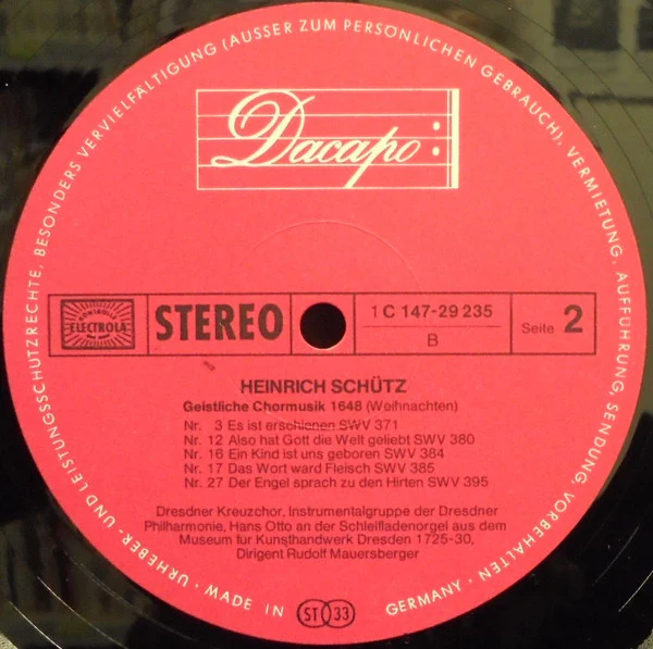 Heinrich Schütz, Dresdner Kreuzchor, Dresdner Philharmonie, Rudolf Mauersberger – Geistliche Chormusik 1648 (NM/VG+) – 3xLP, DE - Image 6