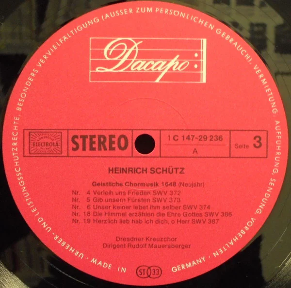 Heinrich Schütz, Dresdner Kreuzchor, Dresdner Philharmonie, Rudolf Mauersberger – Geistliche Chormusik 1648 (NM/VG+) – 3xLP, DE - Image 7