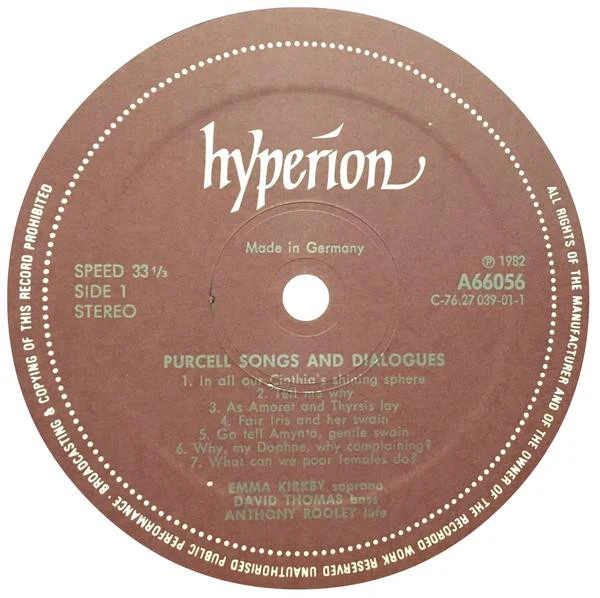 Henry Purcell, Emma Kirkby, David Thomas, Anthony Rooley – Songs And Dialogues (NM/E) – LP, UK 1982 - Image 3
