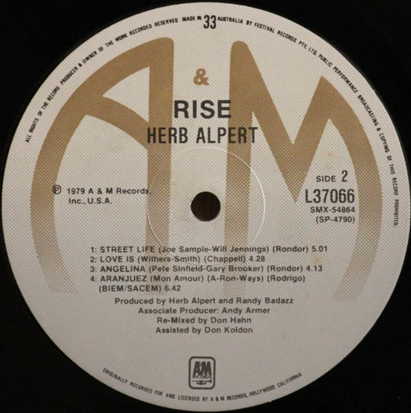 Herb Alpert – Rise (VG+/VG+) – LP, AU 1979 - Image 4