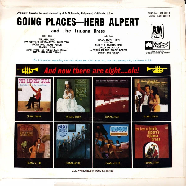 Herb Alpert & The Tijuana Brass – !!Going Places!! (VG+/VG+) – LP, AU 1967 - Image 2