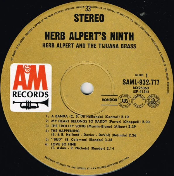 Herb Alpert & The Tijuana Brass – Herb Alpert's Ninth (VG+/VG+) – LP, AU 1967 - Image 3