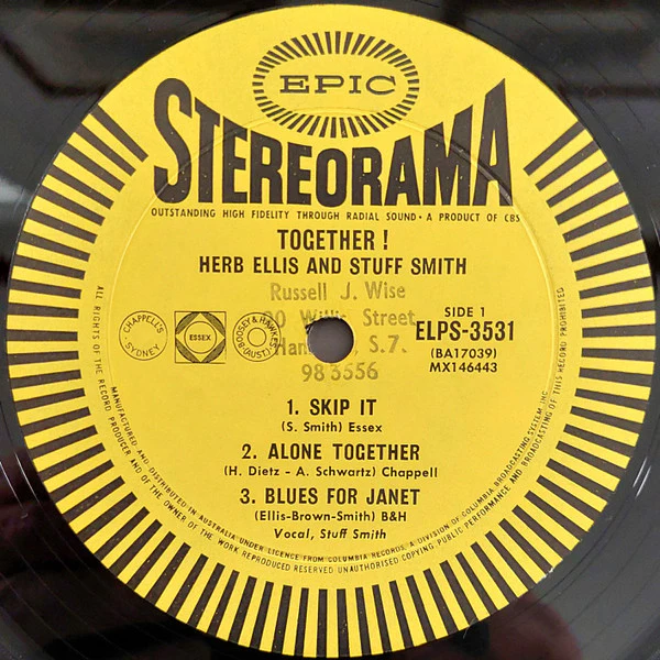 Herb Ellis and Stuff Smith – Together! (VG/VG) – LP, AU 1963 - Image 3