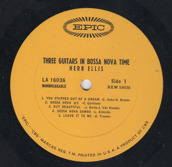 Herb Ellis – Three Guitars In Bossa Nova Time (E/VG+) – LP, US 1963 - Image 2