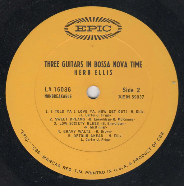 Herb Ellis – Three Guitars In Bossa Nova Time (E/VG+) – LP, US 1963 - Image 3