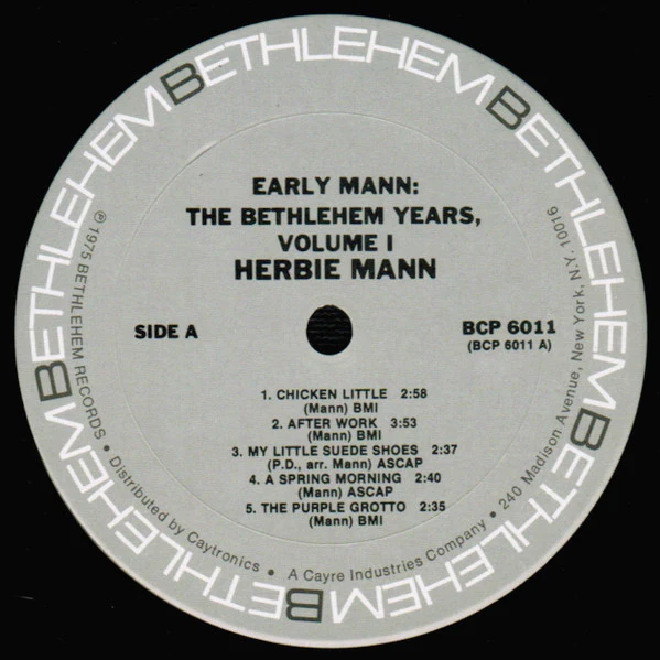 Herbie Mann – Early Mann - The Bethlehem Years, Volume 1 (E/E) – LP, US 1975 - Image 2