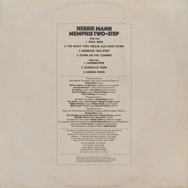 Herbie Mann – Memphis Two-Step (VG/VG+) – LP, AU 1971 - Image 2