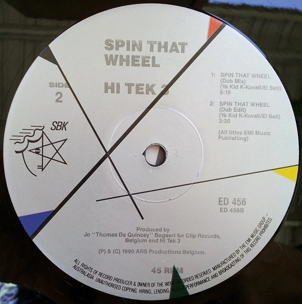 Hi Tek 3, Ya Kid K – Spin That Wheel (Turtles Get Real!) (VG+/VG+) – 12", AU 1990 - Image 4