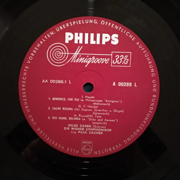 Hilde Zadek, Paul Sacher, Wiener Symphoniker – Haydn, Händel, Purcell - Sopran-Arien Aus Der Barockzeit (VG+/VG+) – LP, DE 1957 - Image 3