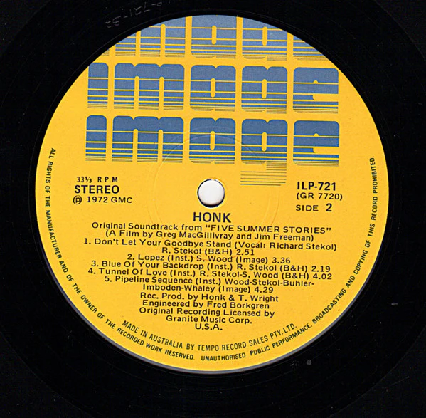 Honk – The Original Sound Track From Five Summer Stories (VG+/VG+) – LP, AU 1972 - Image 4