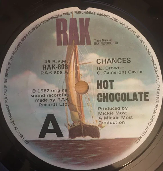 Hot Chocolate – Chances (VG+/Generic) – 7", Australasia 1983