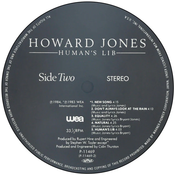 Howard Jones – Human's Lib (VG+/VG+) – LP, JP 1984, With OBI - Image 4