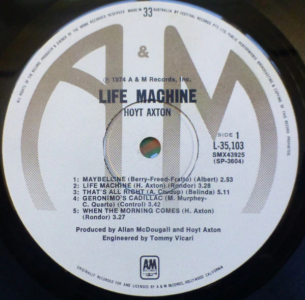 Hoyt Axton – Life Machine (VG+/VG+) – LP, AU 1974 - Image 3