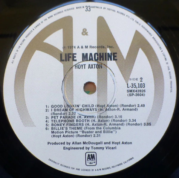 Hoyt Axton – Life Machine (VG+/VG+) – LP, AU 1974 - Image 4