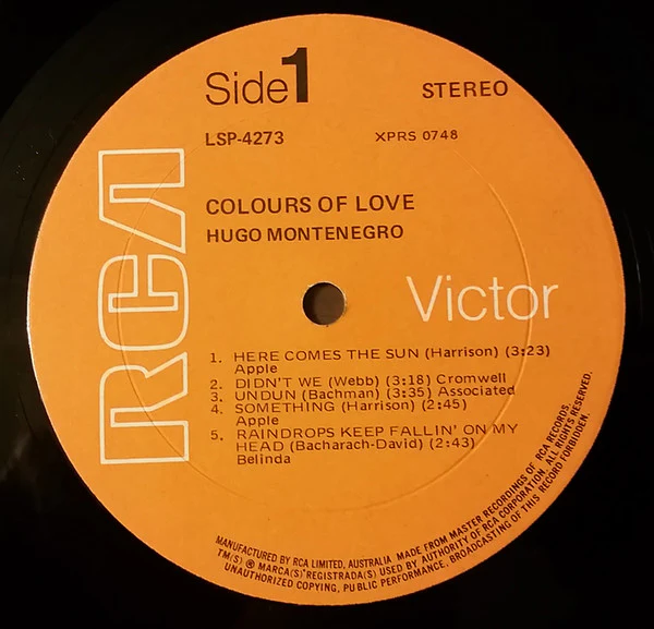 Hugo Montenegro – Colours Of Love (VG+/VG) – LP, AU 1970 - Image 3