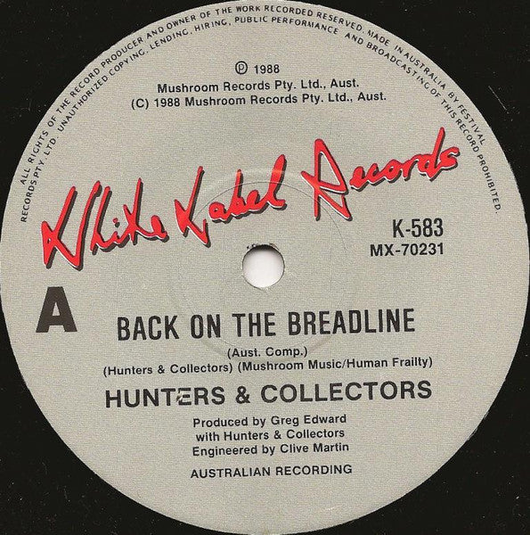 Hunters & Collectors – Back On The Breadline (E/VG+) – 7", AU 1988 - Image 3