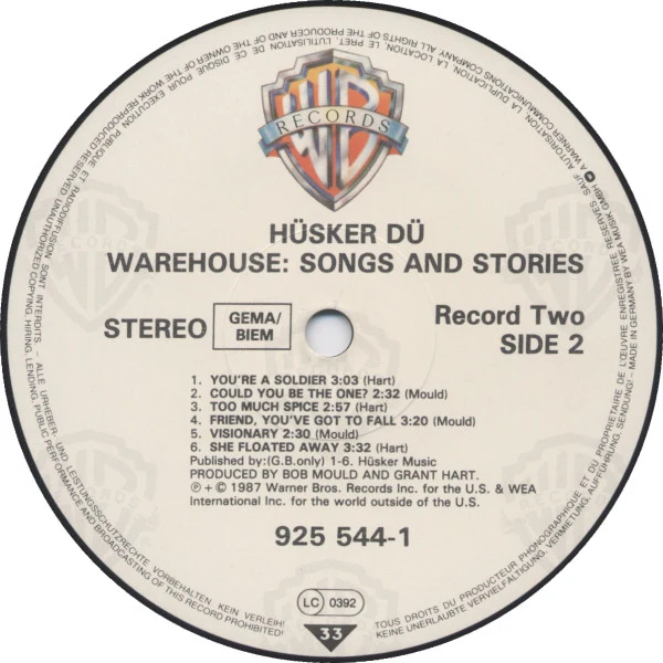 Hüsker Dü – Warehouse: Songs And Stories (VG/VG+) – 2xLP, EU 1987 - Image 4