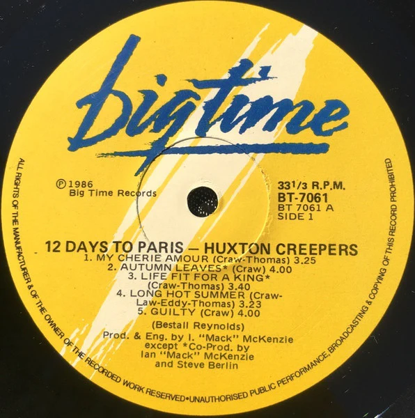 Huxton Creepers – 12 Days To Paris (VG+/E) – LP, AU 1986 - Image 2