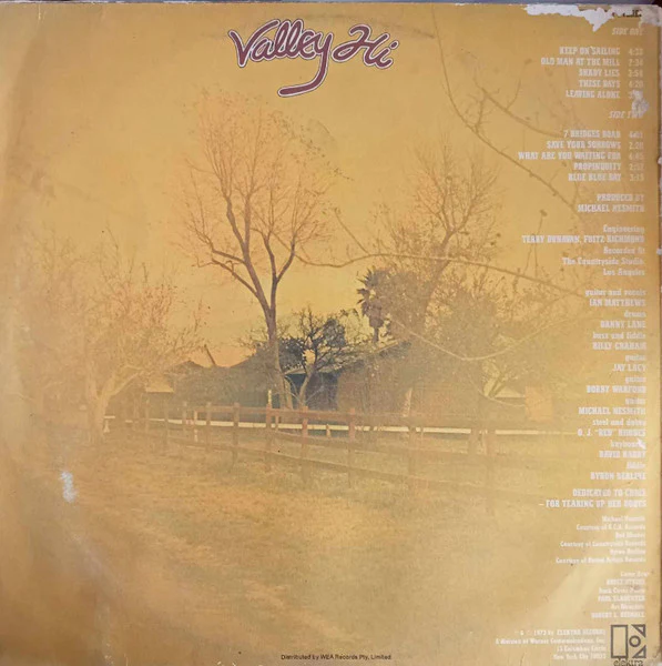 Iain Matthews – Valley Hi (VG+/VG+) – LP, AU 1973 - Image 2