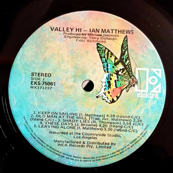 Iain Matthews – Valley Hi (VG+/VG+) – LP, AU 1973 - Image 3
