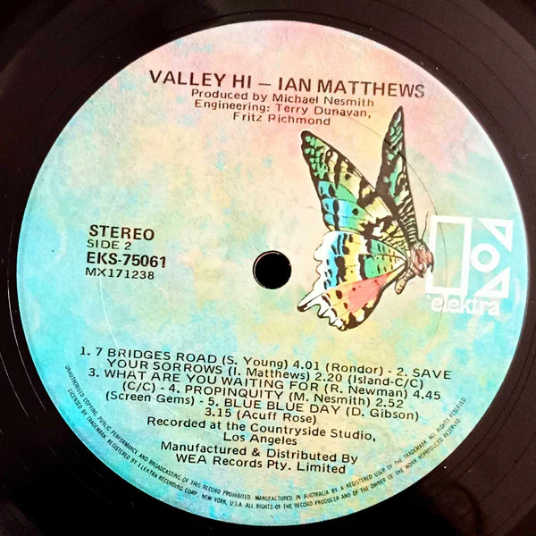 Iain Matthews – Valley Hi (VG+/VG+) – LP, AU 1973 - Image 4
