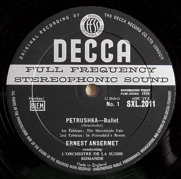 Igor Stravinsky, Ernest Ansermet, L'Orchestre De La Suisse Romande – Petrushka (VG/VG) – LP, UK 1958 - Image 2