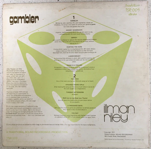 Illman Riley – Gambler (NM/VG+) – LP, UK 1971 - Image 2