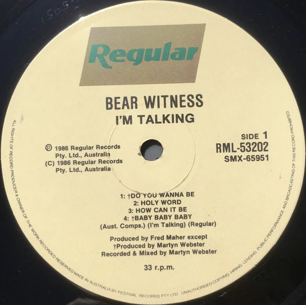 I'm Talking – Bear Witness (VG/VG+) – LP, AU 1986 - Image 3
