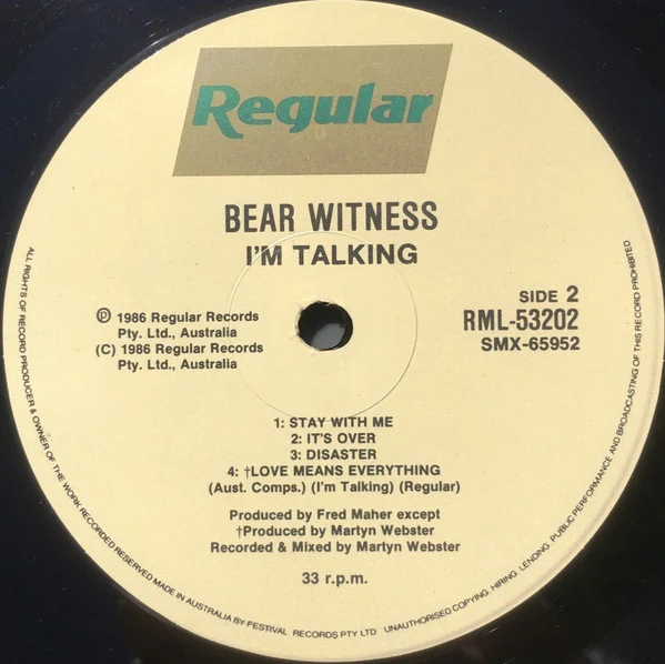 I'm Talking – Bear Witness (VG/VG+) – LP, AU 1986 - Image 4