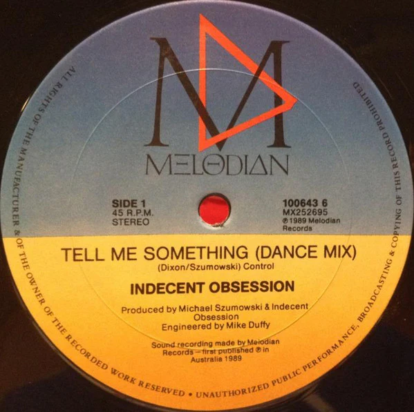 Indecent Obsession – Tell Me Something (VG+/VG) – 12", AU 1989 - Image 3