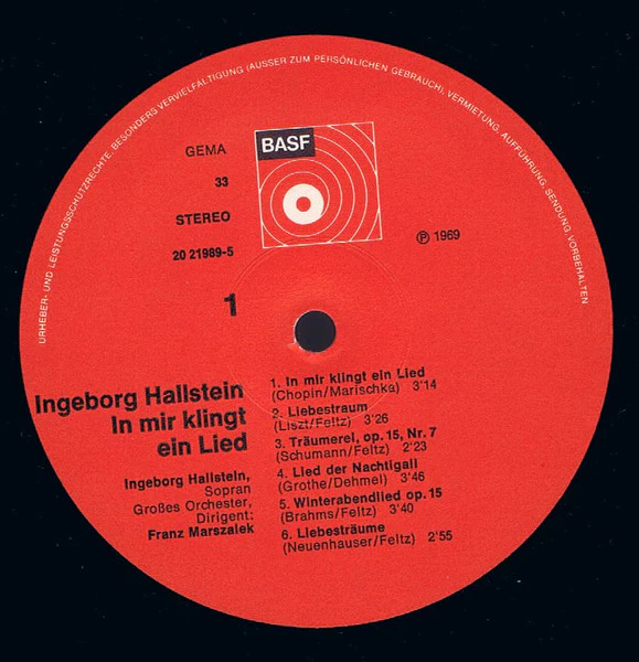 Ingeborg Hallstein – In Mir Klingt Ein Lied (VG+/VG+) – LP, DE - Image 3