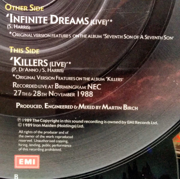 Iron Maiden – Infinite Dreams (G+/VG+) – 7", UK 1989 - Image 4