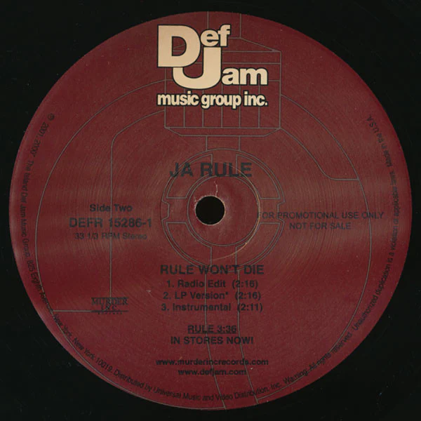 Ja Rule – I Cry (VG+/Generic) – 12", US 2001 - Image 3