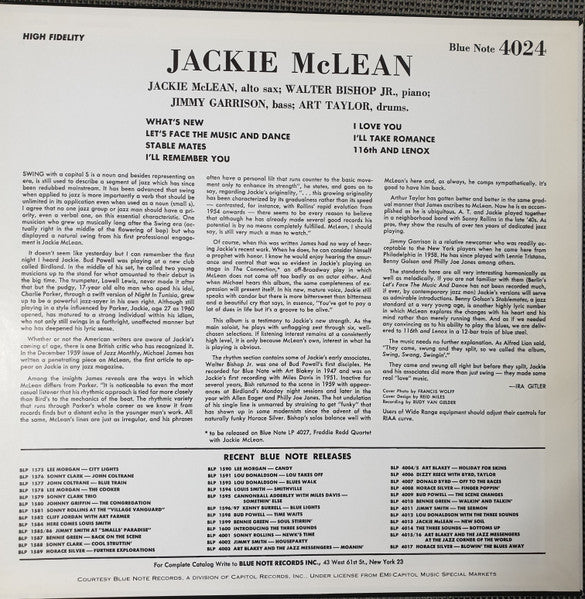 Jackie McLean – Swing, Swang, Swingin' (VG+/VG+) – LP, US 2005 - Image 2