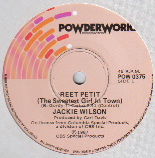 Jackie Wilson – Reet Petit (The Sweetest Girl In Town) (E/Generic) – 7", AU 1987