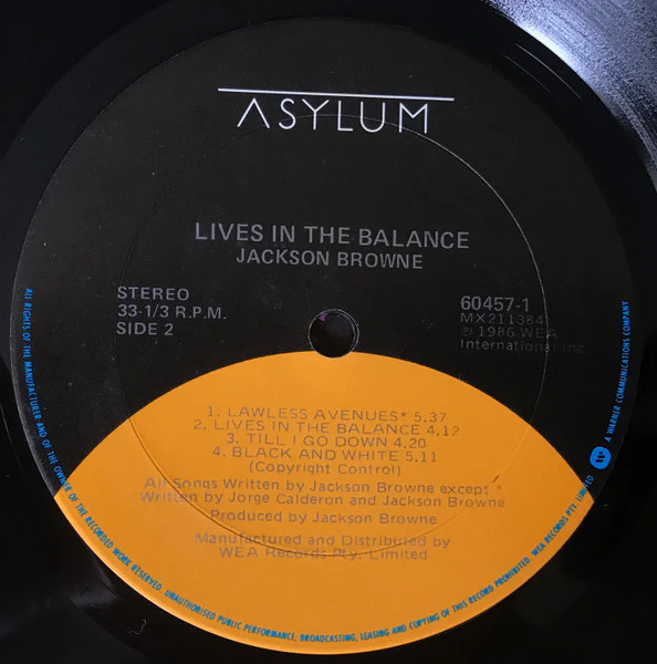 Jackson Browne – Lives In The Balance (VG+/VG+) – LP, AU 1986 - Image 4