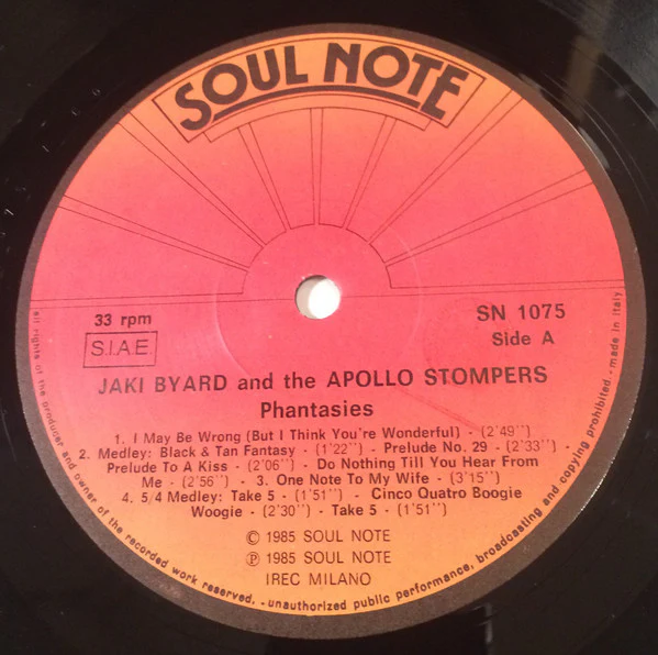 Jaki Byard And The Apollo Stompers – Phantasies (E/E) – LP, IT 1985 - Image 3