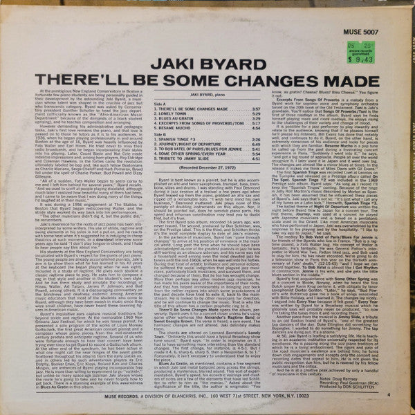 Jaki Byard – There'll Be Some Changes Made (VG+/VG) – LP, US 1973 - Image 2
