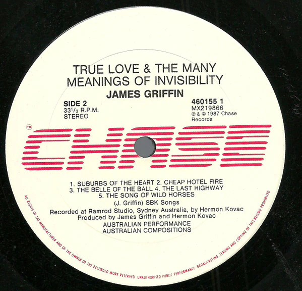 James Griffin – True Love & The Many Meanings Of Invisibility (VG+/VG+) – LP, AU 1987 - Image 4