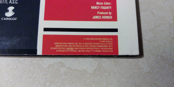 James Horner – Red Heat (Original Motion Picture Soundtrack) (VG+/VG+) – LP, US 1988 - Image 4