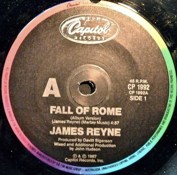 James Reyne – Fall Of Rome (E/E) – 7", AU 1987 - Image 3