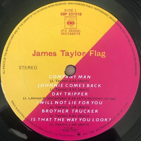 James Taylor – Flag (VG+/VG+) – LP, AU 1979 - Image 5