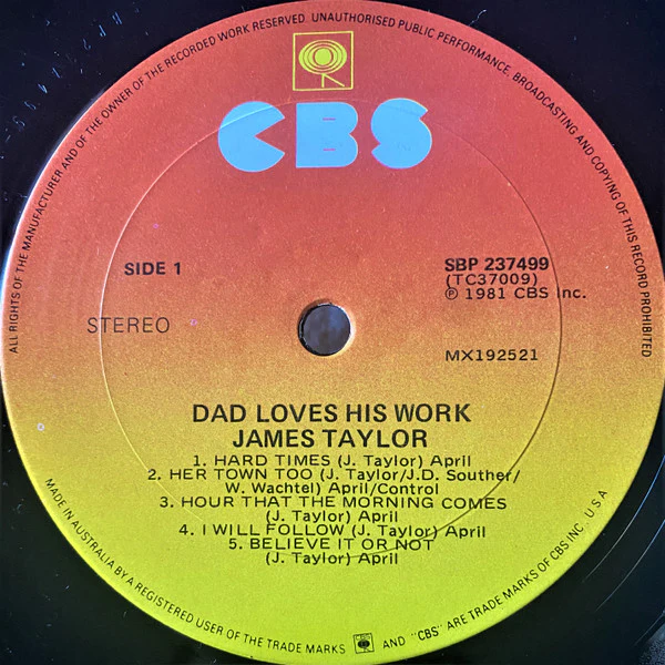 James Taylor – Dad Loves His Work (VG+/VG) – LP, AU 1981 - Image 6