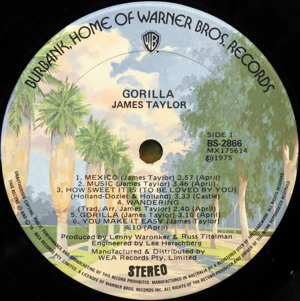 James Taylor – Gorilla (VG+/VG) – LP, AU 1975 - Image 3