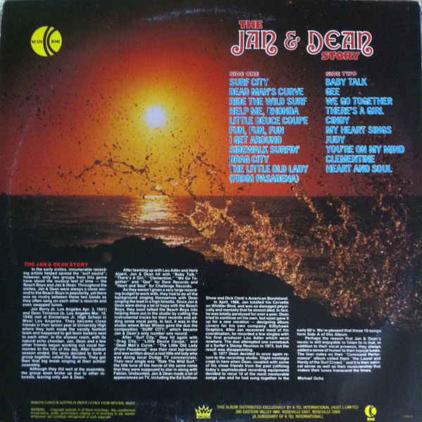 Jan & Dean – The Jan & Dean Story (E/VG+) – LP, AU 1980 - Image 2